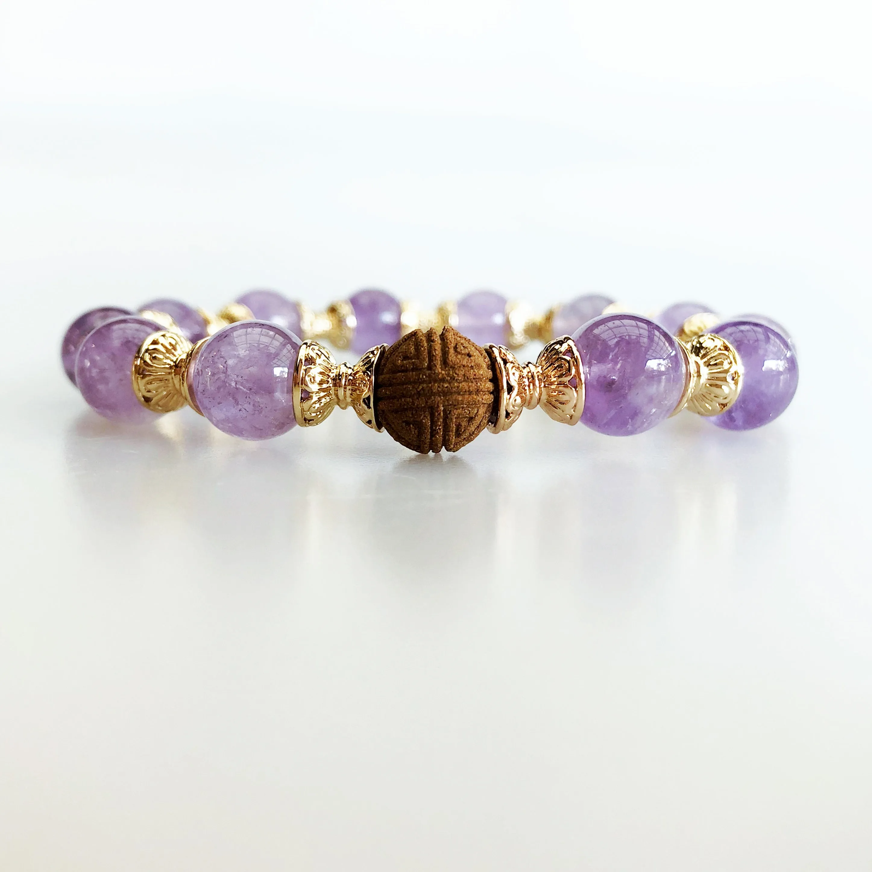 Beaded Herbal Amethyst Bracelet 10mm