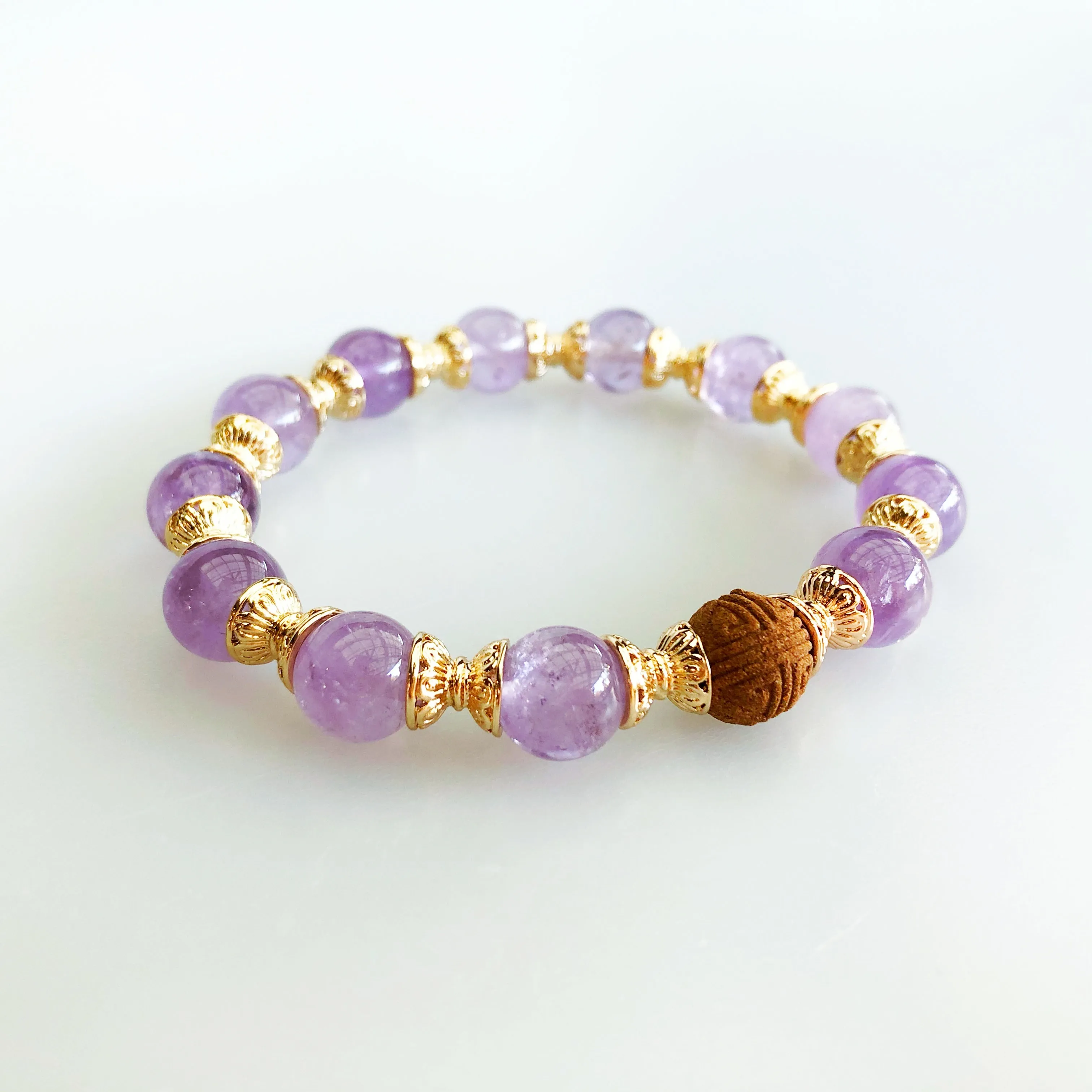 Beaded Herbal Amethyst Bracelet 10mm