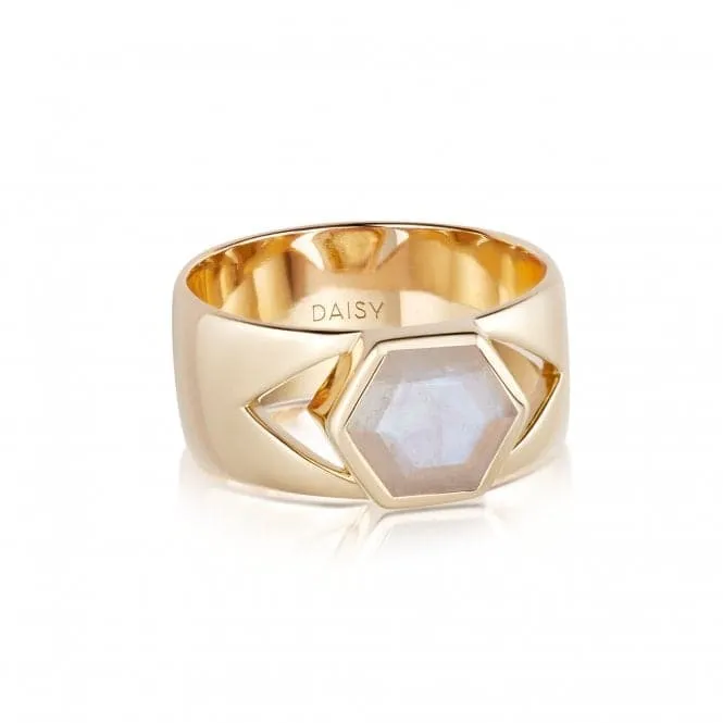 Beloved Bold Moonstone Band 18ct Gold Plated Ring JR10_GP