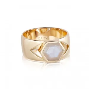 Beloved Bold Moonstone Band 18ct Gold Plated Ring JR10_GP