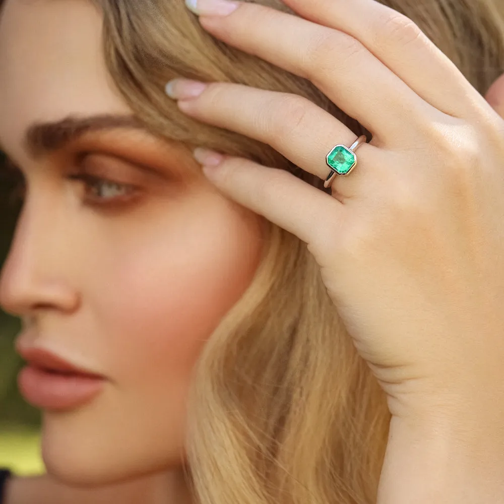 Bezel Set Colombian Emerald Ring