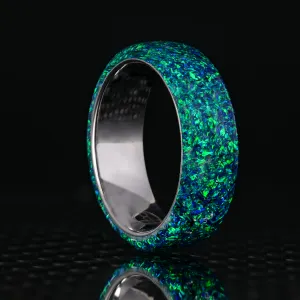 Black Emerald Opal Dust Glowstone Ring