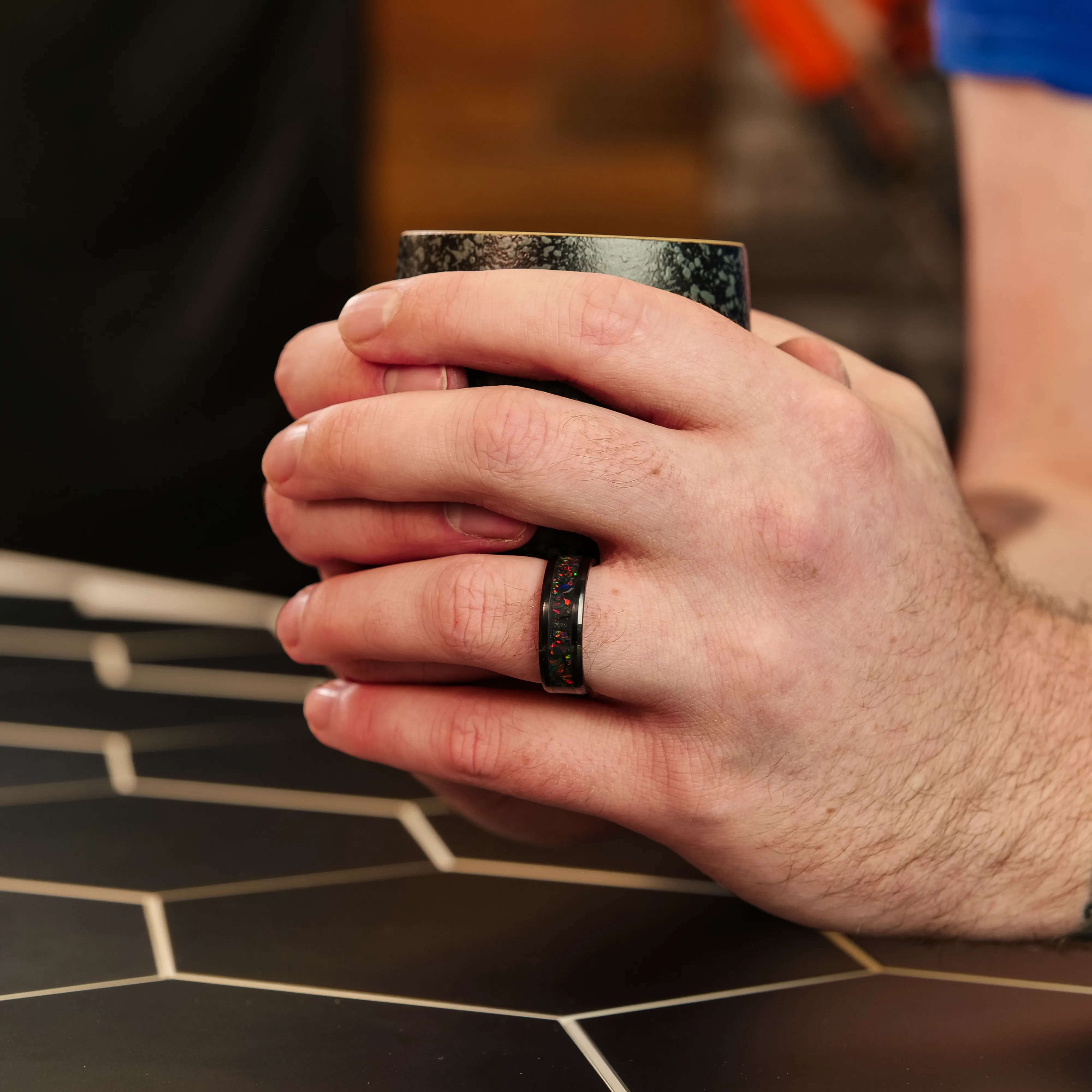 Black Fire Opal Glowstone Ring