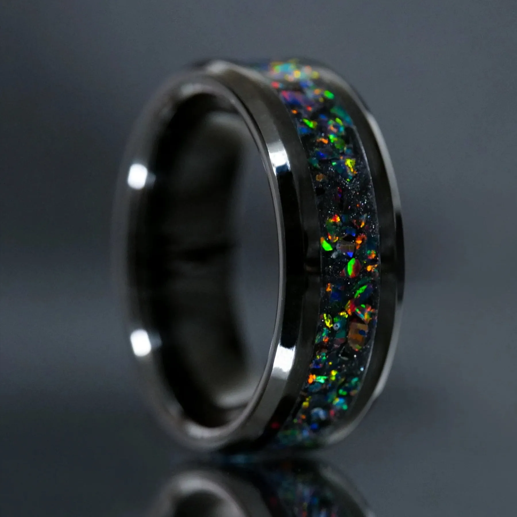 Black Fire Opal Glowstone Ring