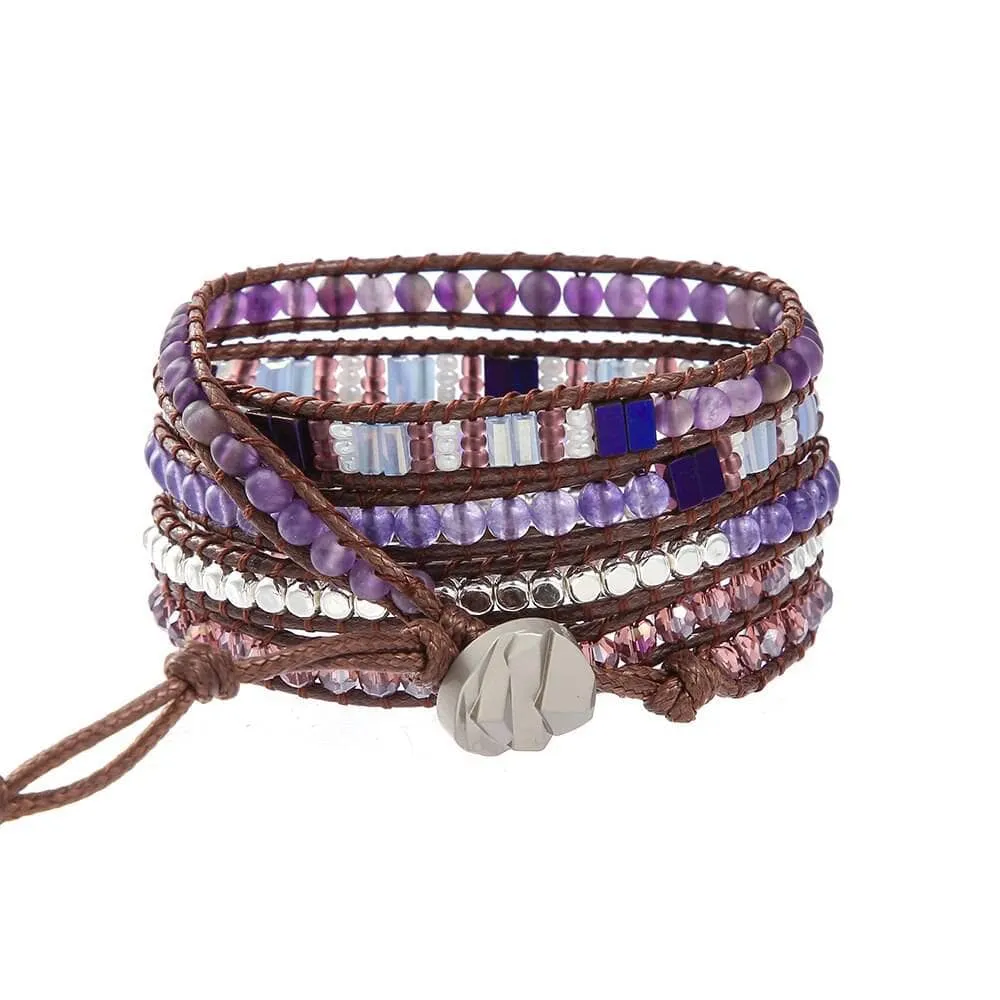 Bohemian Amethyst & Japan Seed Beaded Bracelet