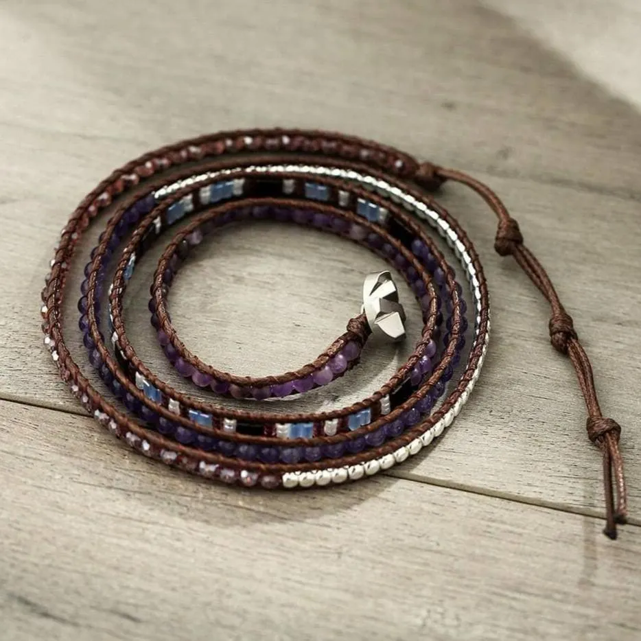 Bohemian Amethyst & Japan Seed Beaded Bracelet