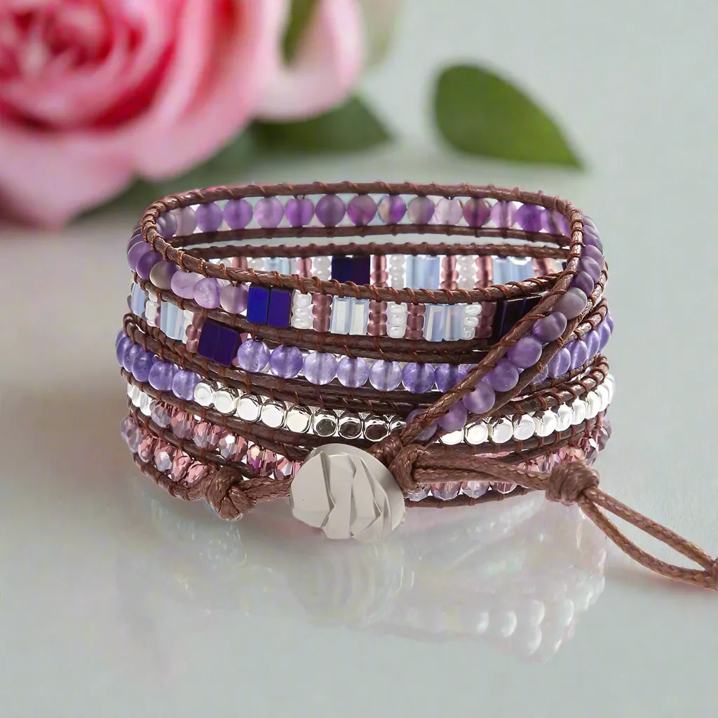 Bohemian Amethyst & Japan Seed Beaded Bracelet