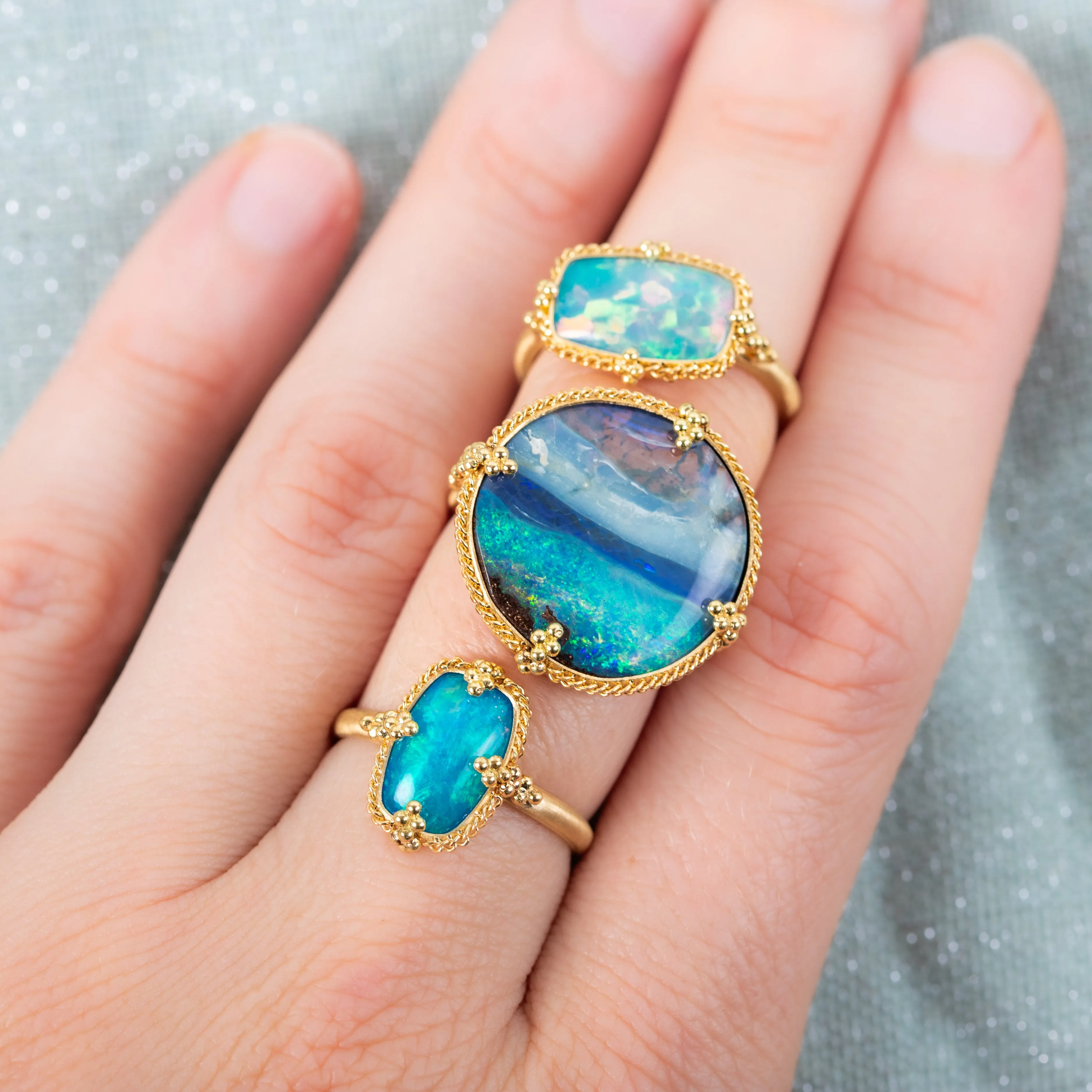 Boulder Opal Lagoon Ring