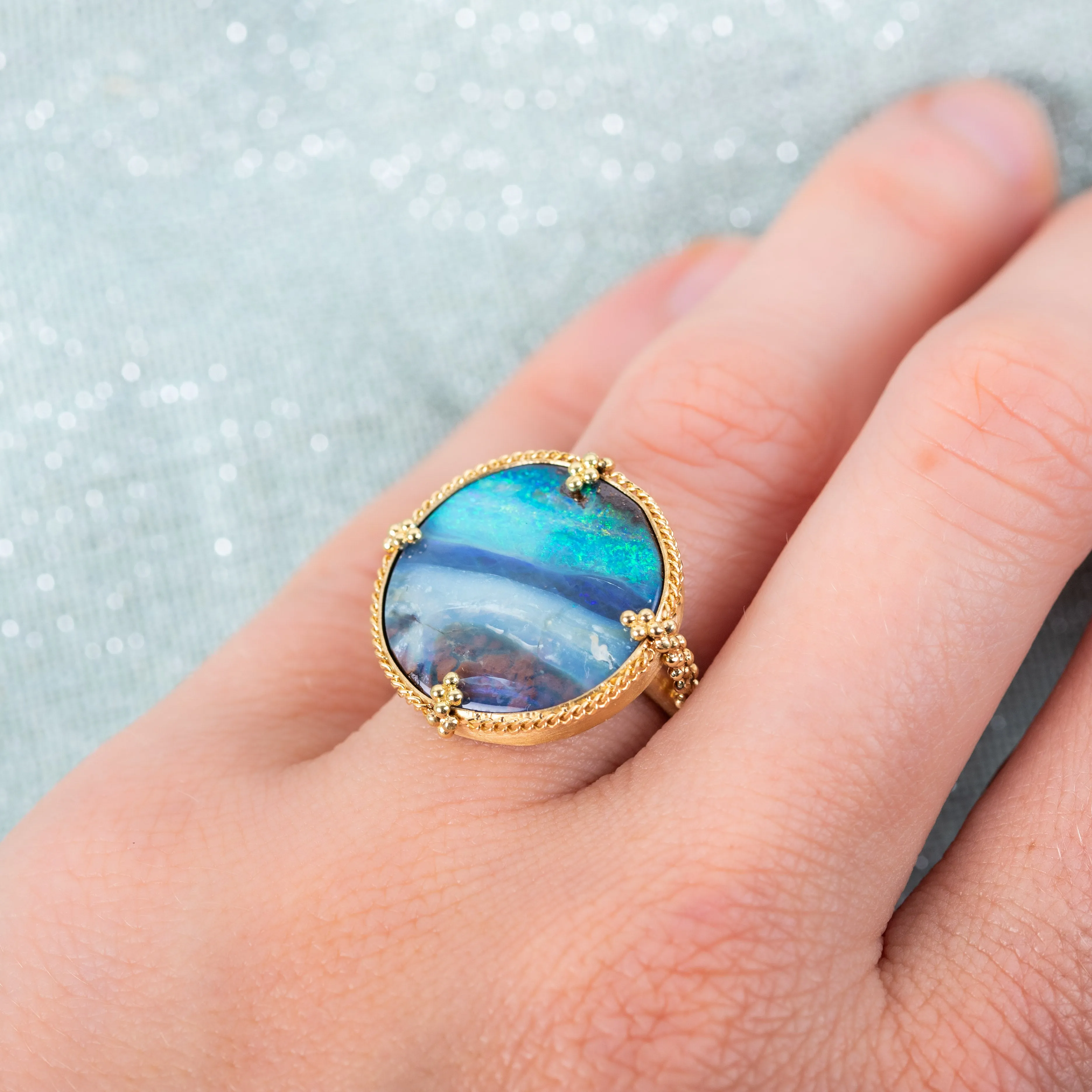 Boulder Opal Lagoon Ring