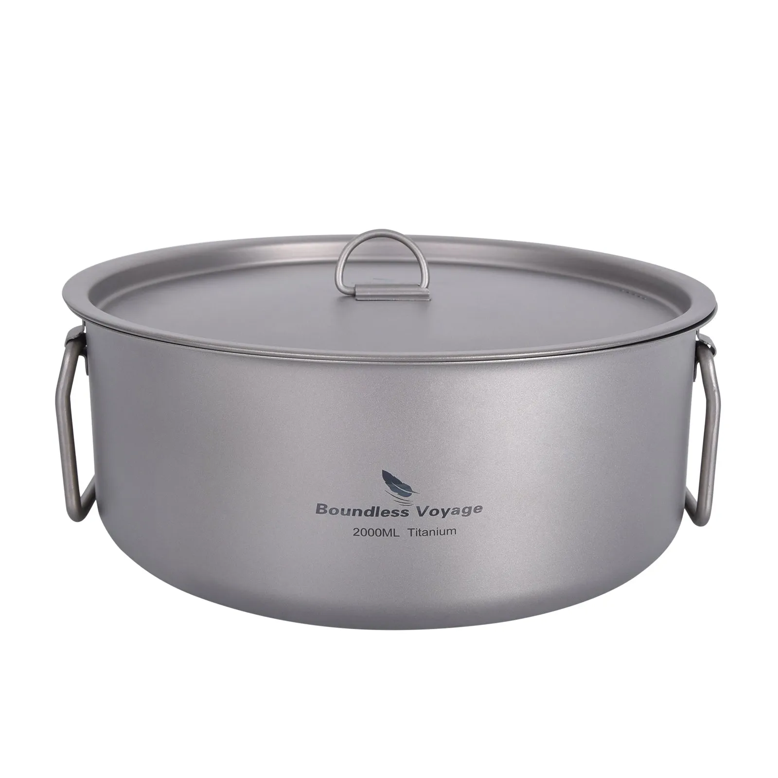 Boundless Voyage Outdoor Camping Titanium 2L Stock Pot with Lid Folding Handle Hiking Picnic Portable Big Capacity Soup Pot