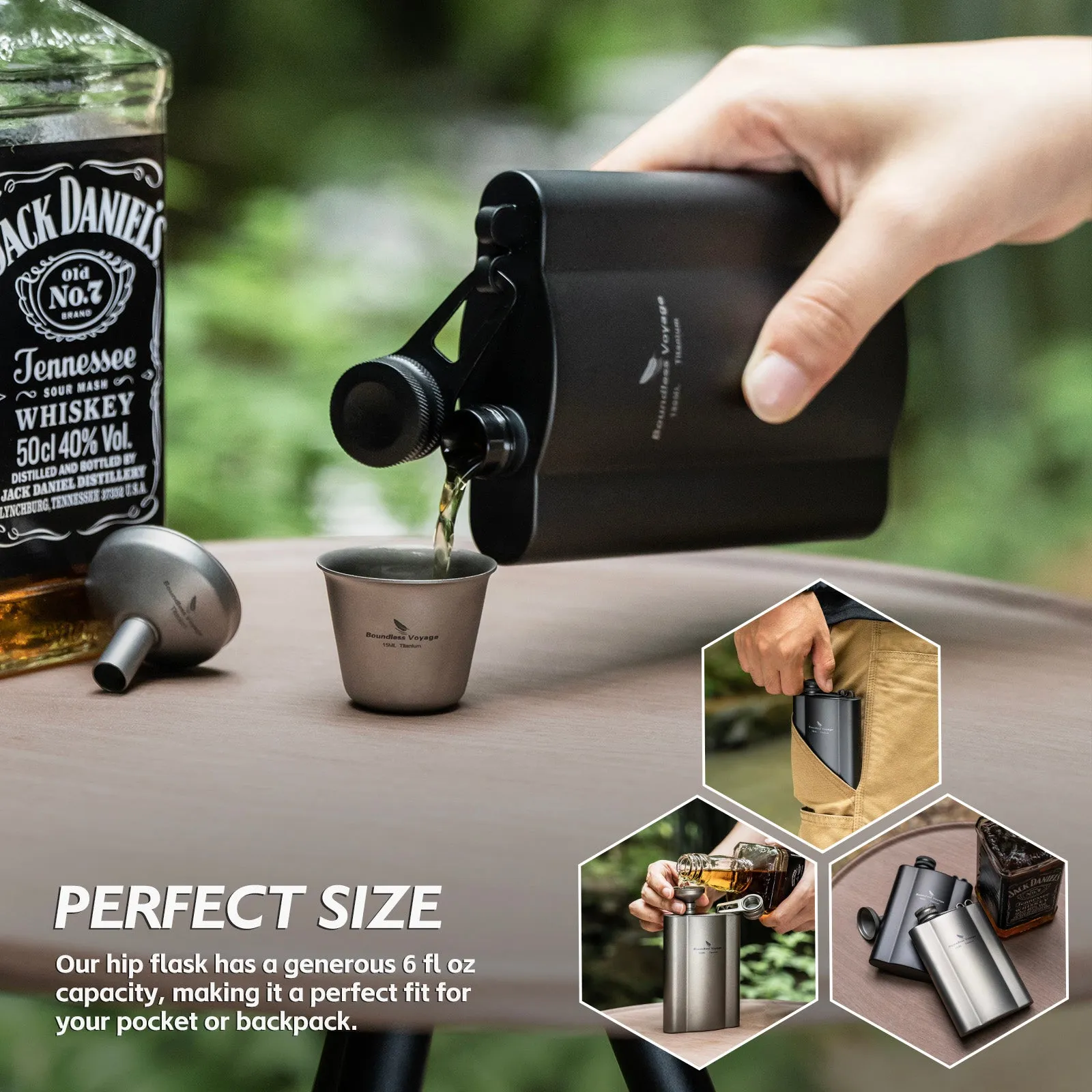 Boundless Voyage Titanium Hip Flask  Adventure Awaits Embrace the Outdoors with our 180ml Camping Hip Flask Rust-Free Ultralight Small Liquor Flask Bottle for Whiskey Vodka Wine Outdoor Portable Travel Outdoor