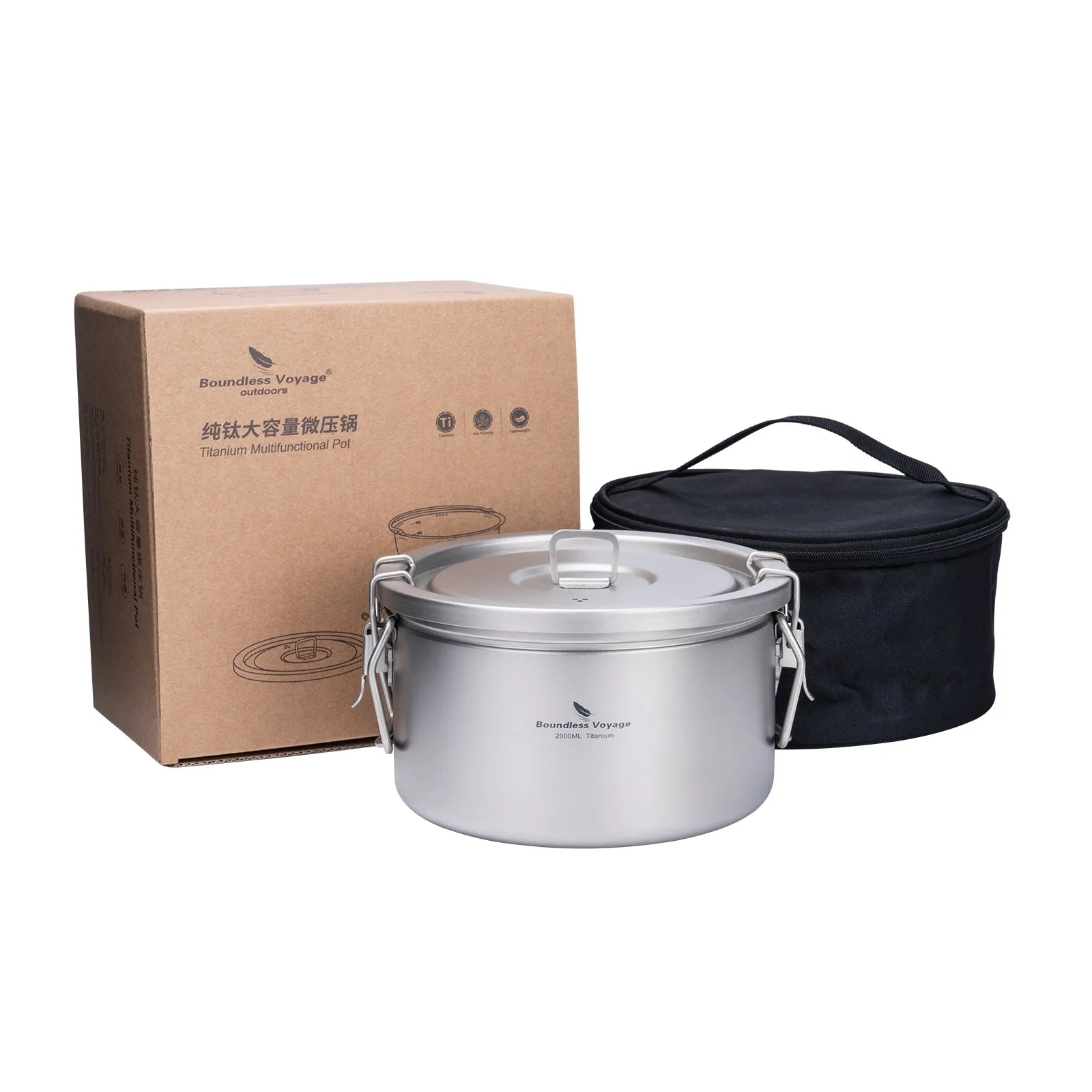 Boundless Voyage Titanium Pot Multifunctional Cooker Ultralight Rice Cooker Outdoor Cookware