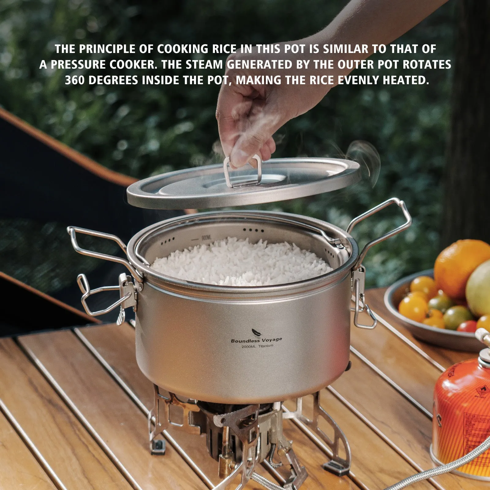 Boundless Voyage Titanium Pot Multifunctional Cooker Ultralight Rice Cooker Outdoor Cookware