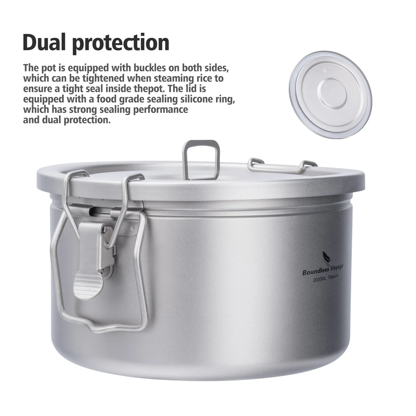 Boundless Voyage Titanium Pot Multifunctional Cooker Ultralight Rice Cooker Outdoor Cookware