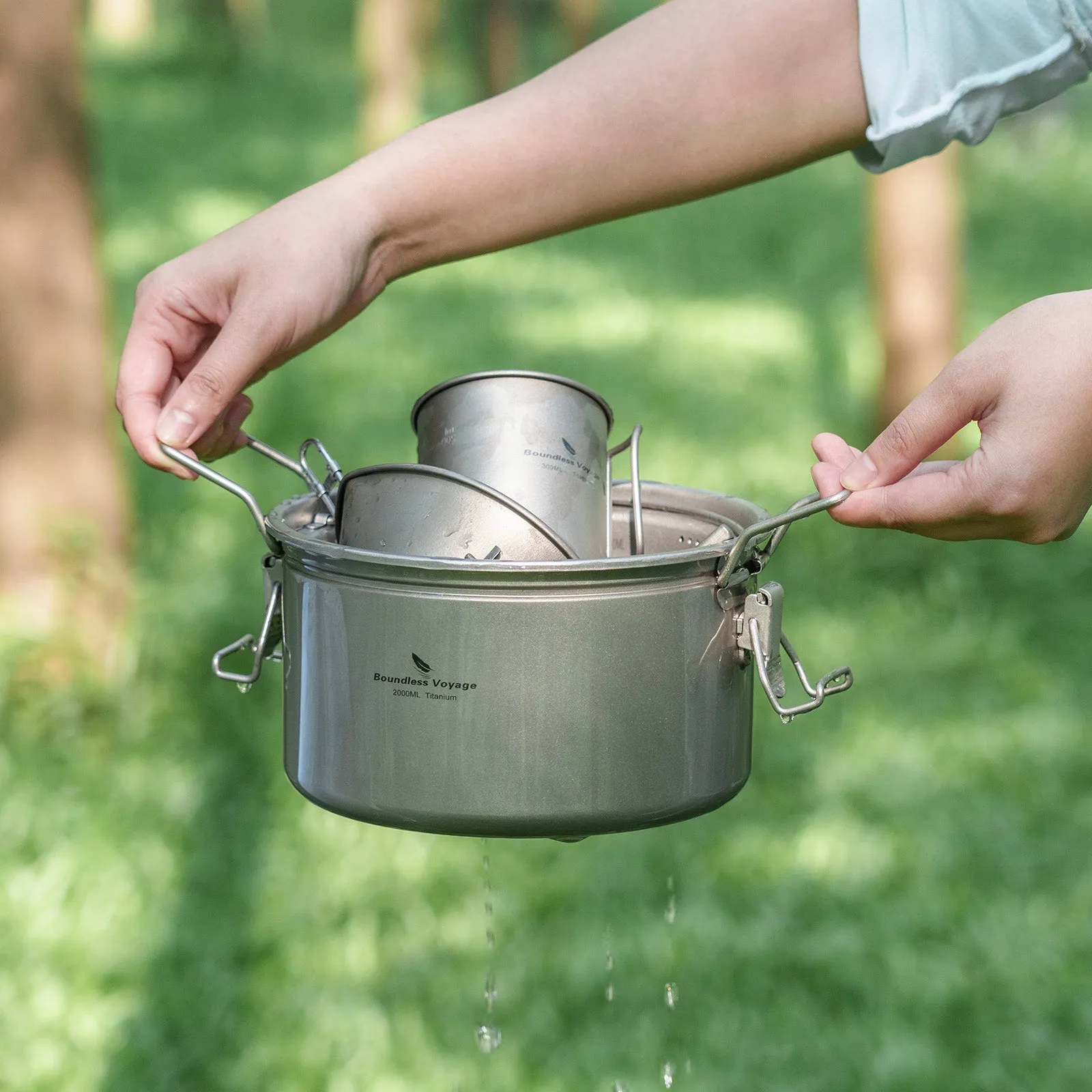 Boundless Voyage Titanium Pot Multifunctional Cooker Ultralight Rice Cooker Outdoor Cookware