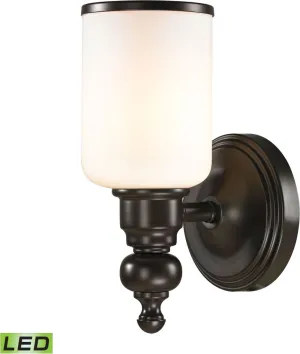 Bristol Way 1 Light Led Vanity In Oil Rubbed Bronze and Opal White Glass