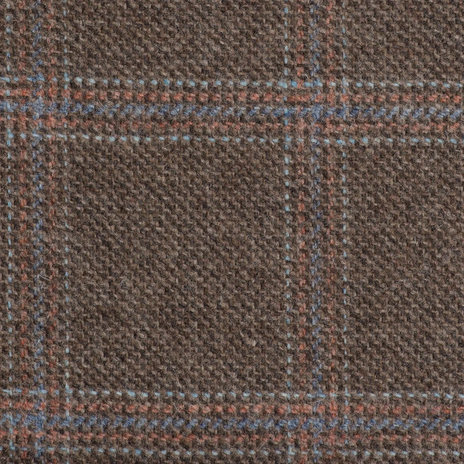 Brown With Orange And Blue Check Moonstone Tweed All Wool