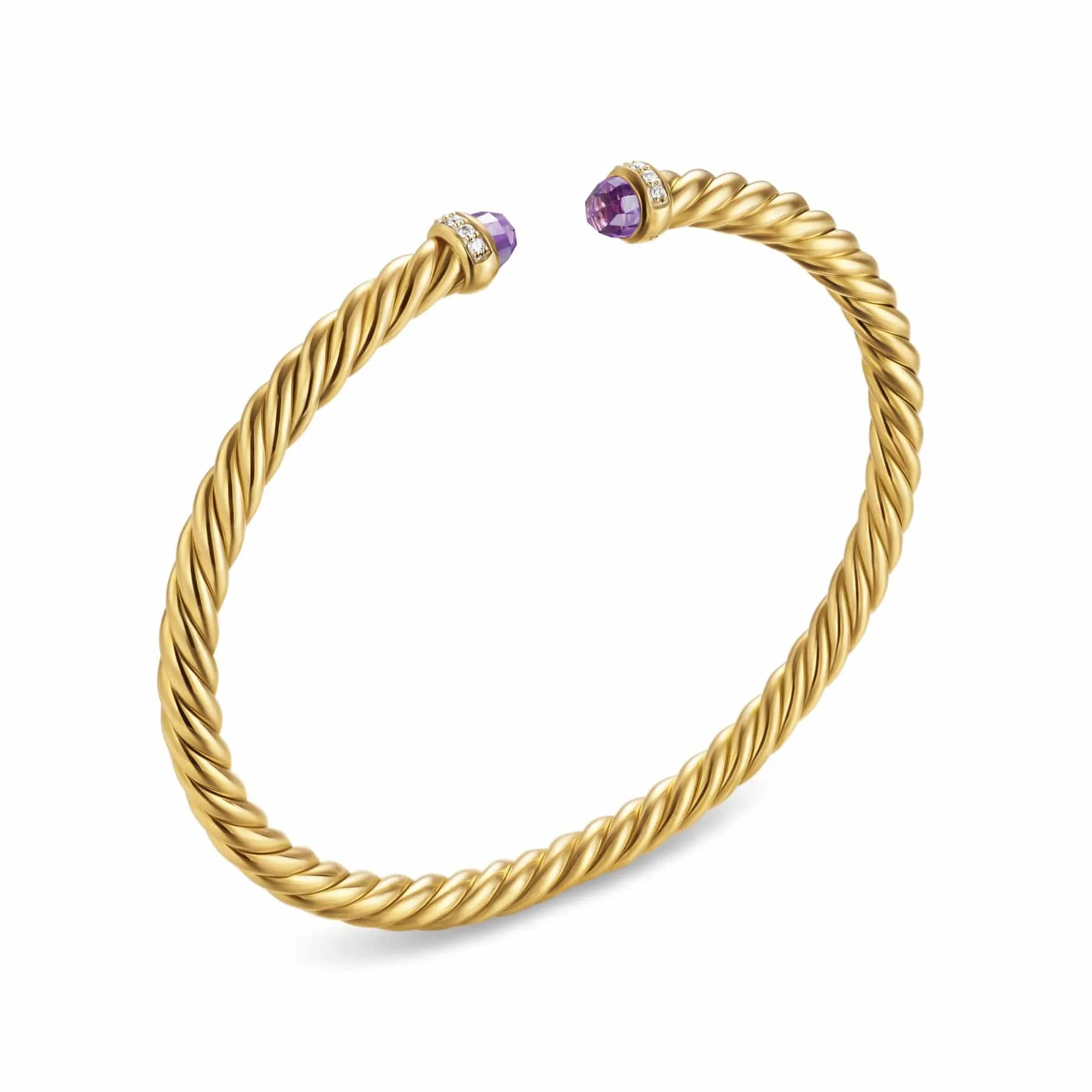 Cablespira® Flex Bracelet 18K Yellow Gold with Amethyst and Diamonds, 4mm