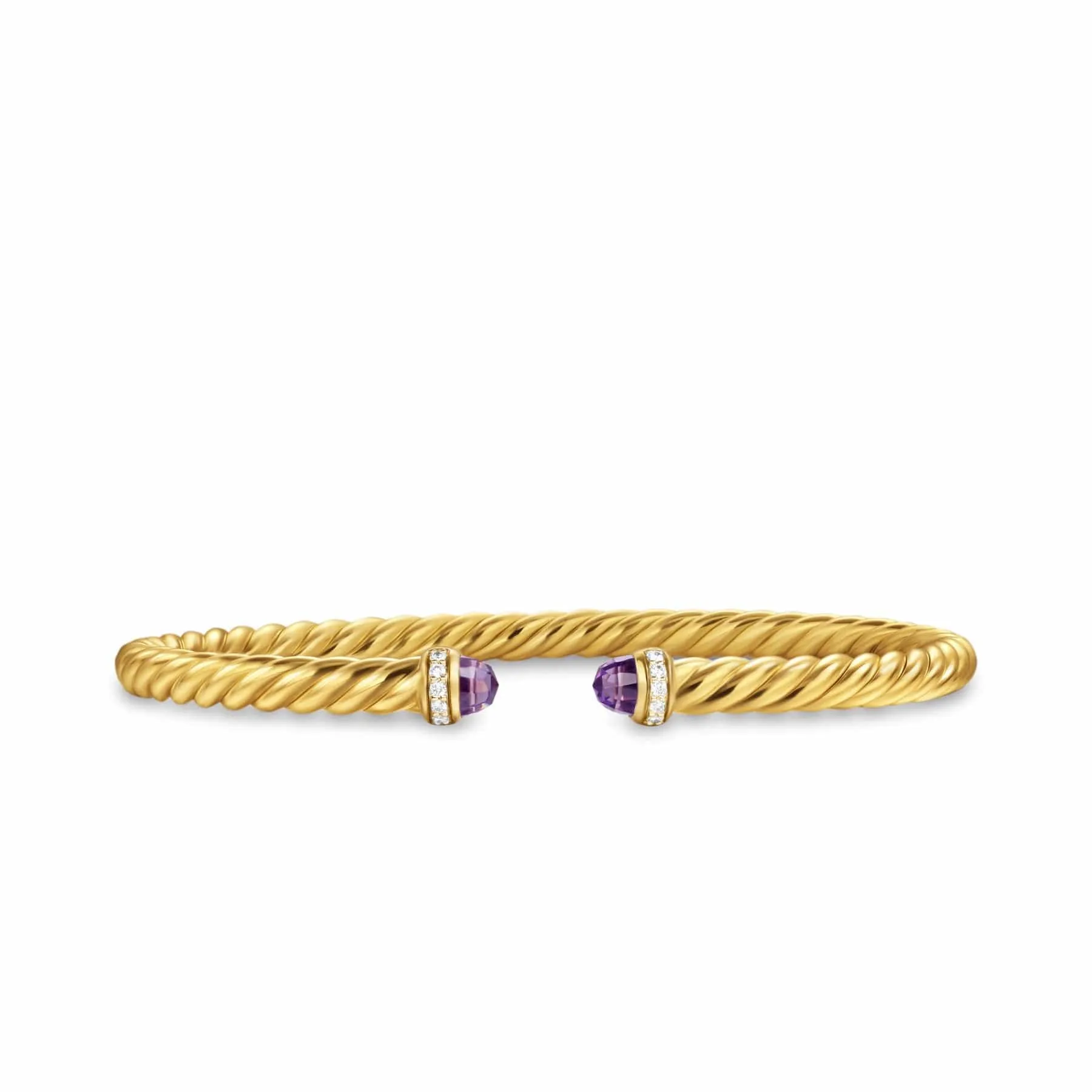 Cablespira® Flex Bracelet 18K Yellow Gold with Amethyst and Diamonds, 4mm