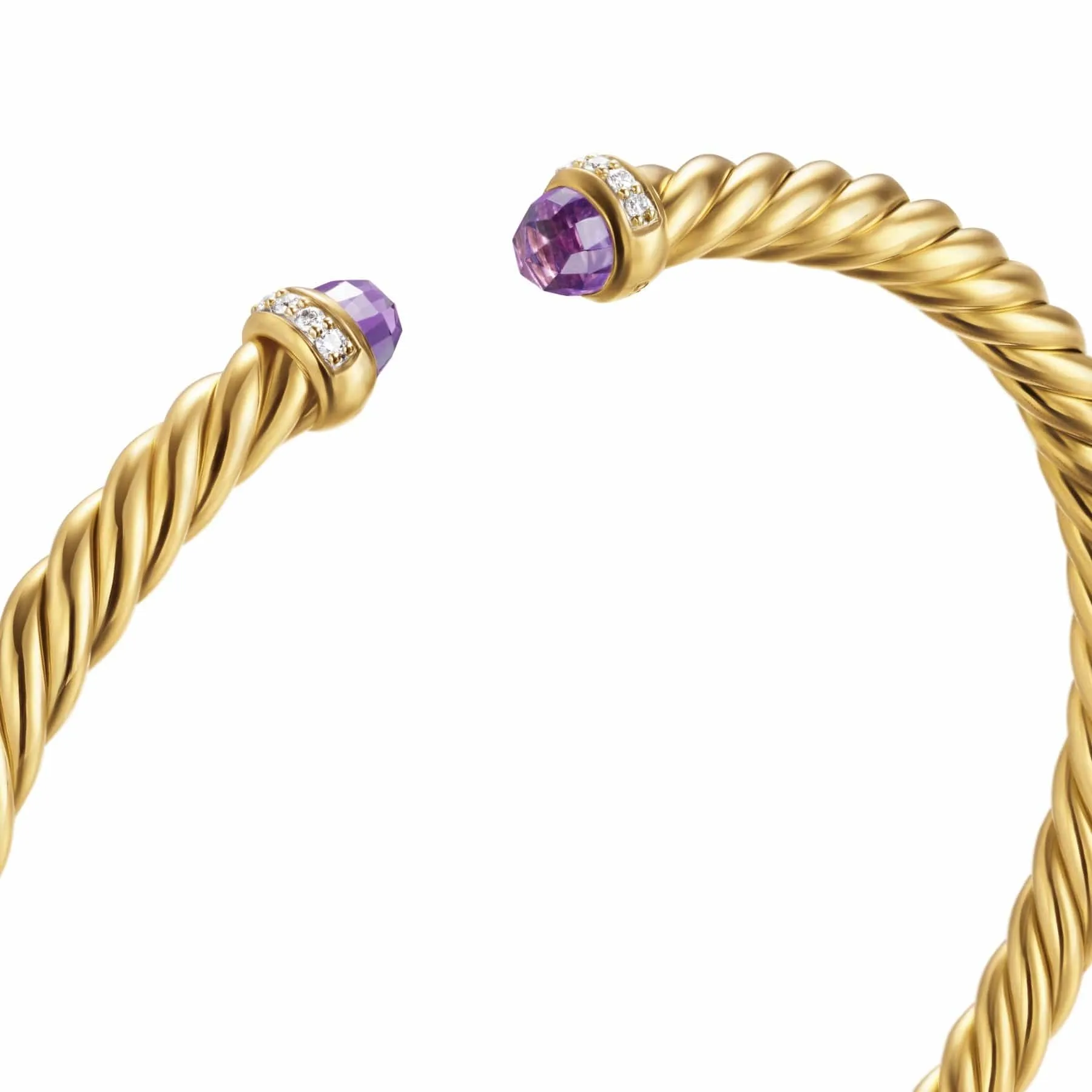 Cablespira® Flex Bracelet 18K Yellow Gold with Amethyst and Diamonds, 4mm