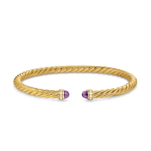 Cablespira® Flex Bracelet 18K Yellow Gold with Amethyst and Diamonds, 4mm