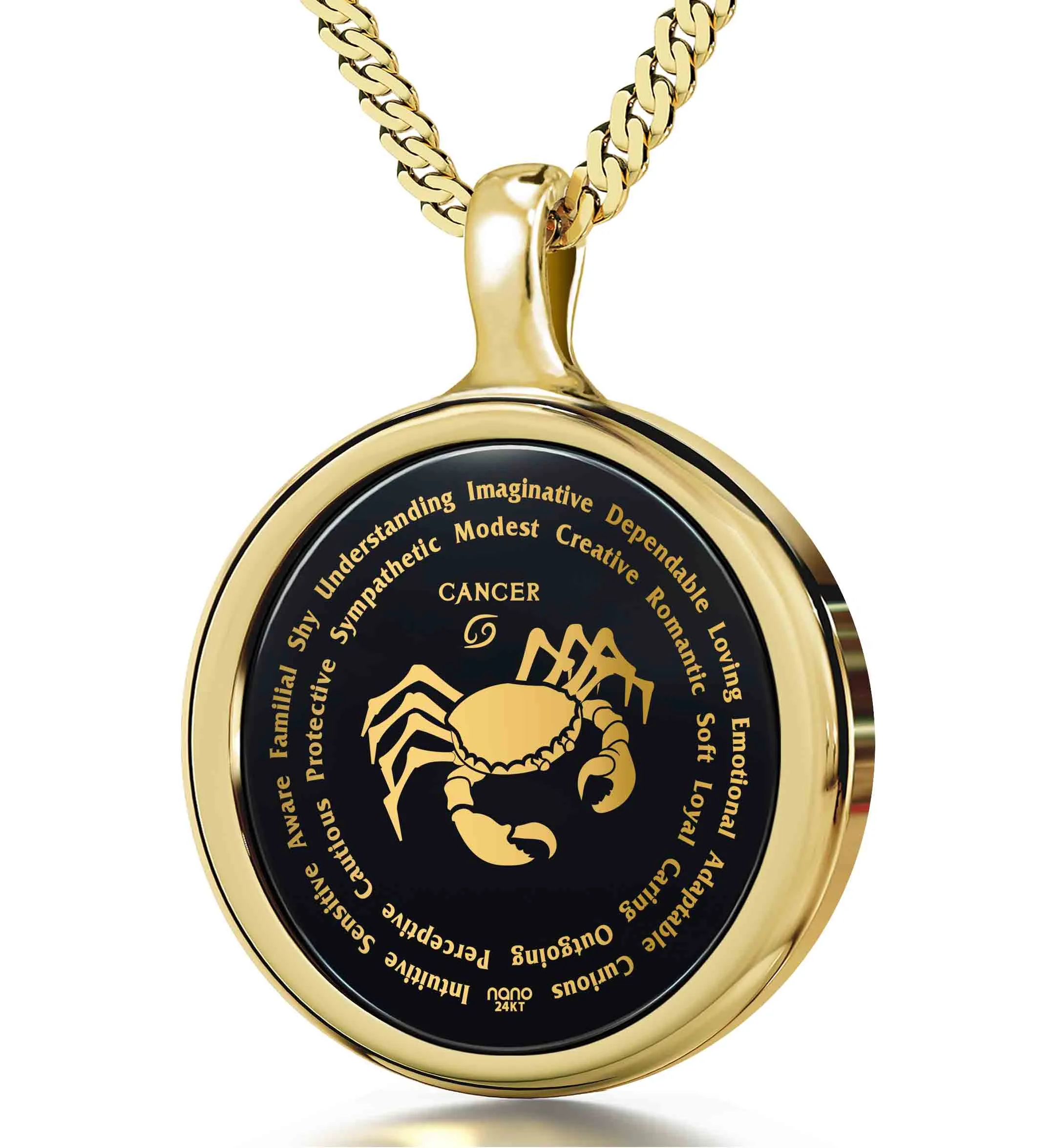 Cancer Necklaces for Lovers of the Zodiac 24k Gold Inscribed