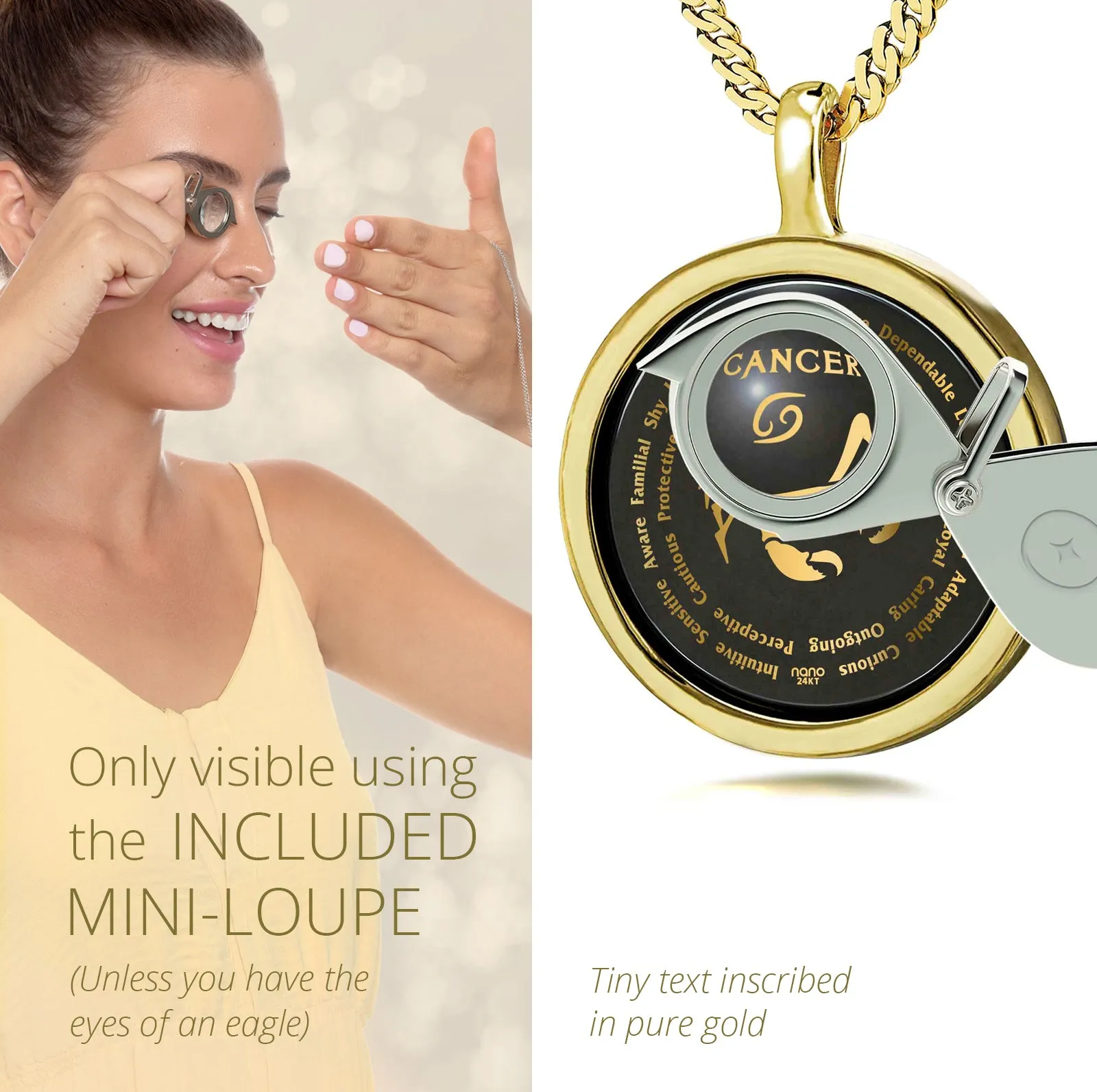 Cancer Necklaces for Lovers of the Zodiac 24k Gold Inscribed