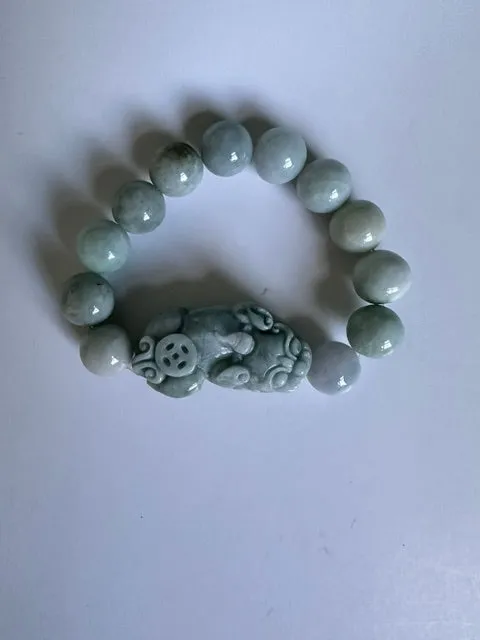 Carved Pixiu Natural Jade Bracelet