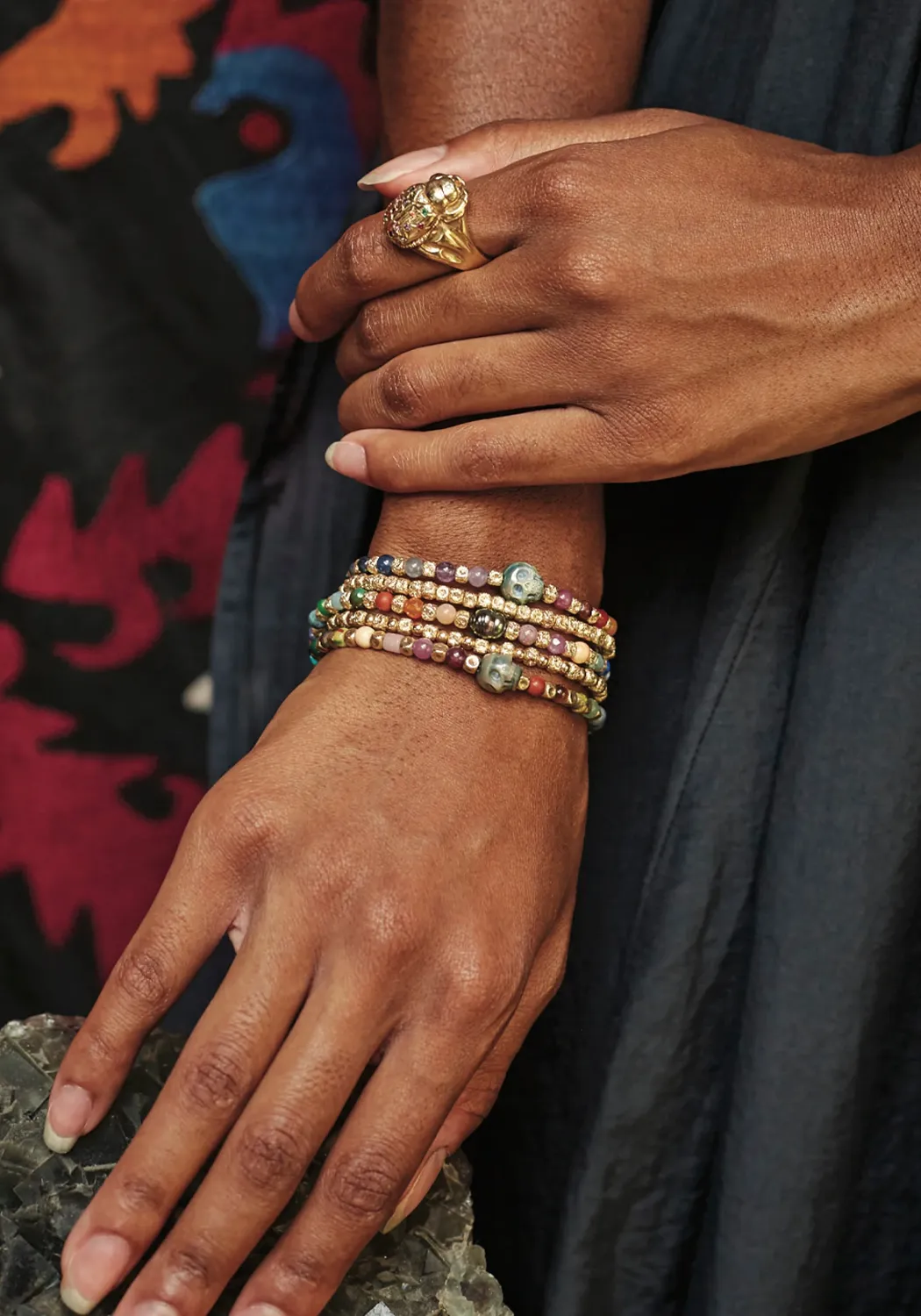 Catherine Michiels Diamond Rice & Amethyst Bead Bracelet