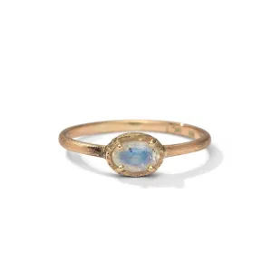 Ceres Ring, Rainbow Moonstone, 9kt Yellow Gold