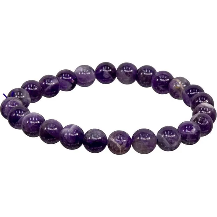 Chevron Amethyst 8mm Bead Gemstone Bracelet