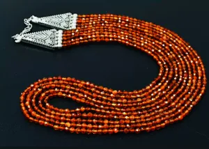 Cinnamon Hessonite Garnet Multi-Strand Gemstone Statement Necklace