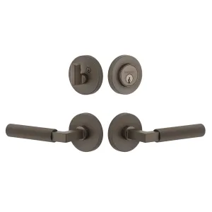 Circolo Linen Rosette Entry Set with Contempo Fluted Lever  in Titanium Gray