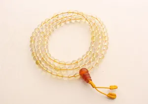 Crystal Clear Beads 108 Prayer Necklace in a Yellow String