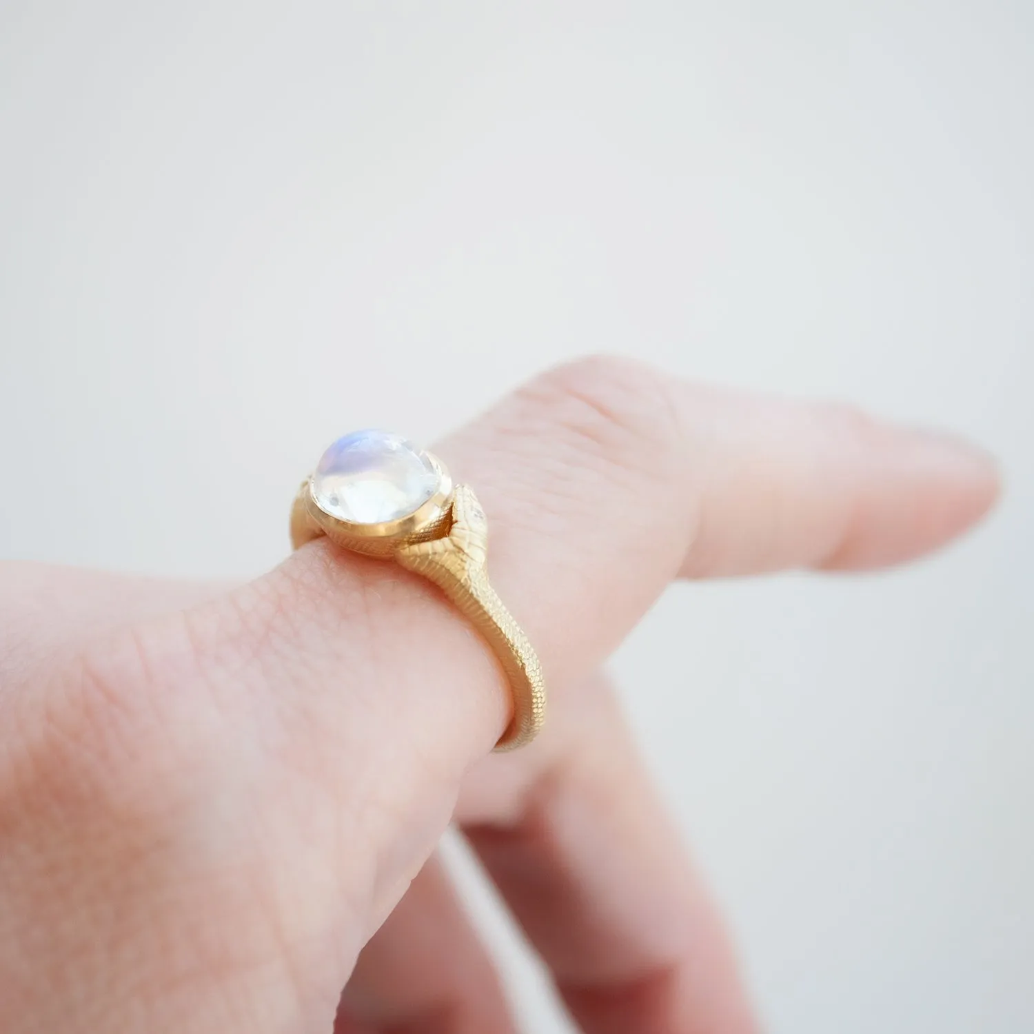 Double Headed Moonstone Serpent Ring