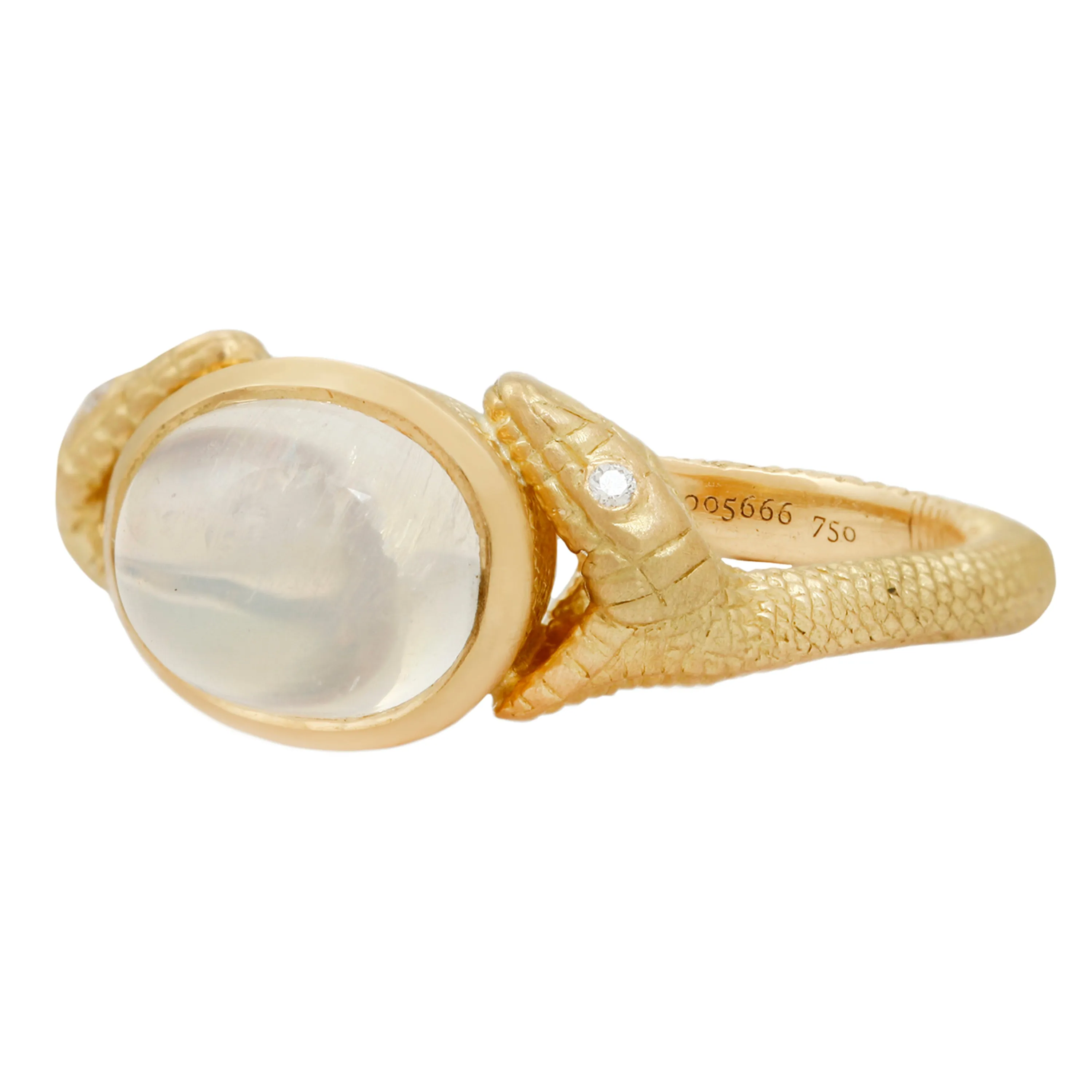 Double Headed Moonstone Serpent Ring