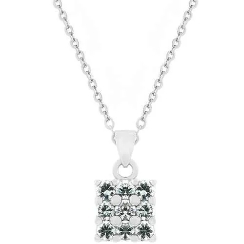 Dual Cubic Zirconia Square Pendant