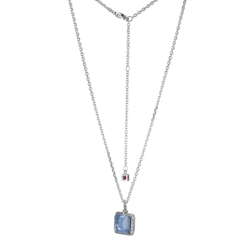 Elle Silver Created Blue Quartz Pendant Necklace