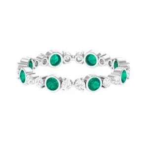 Emerald and Diamond Minimal Eternity Ring