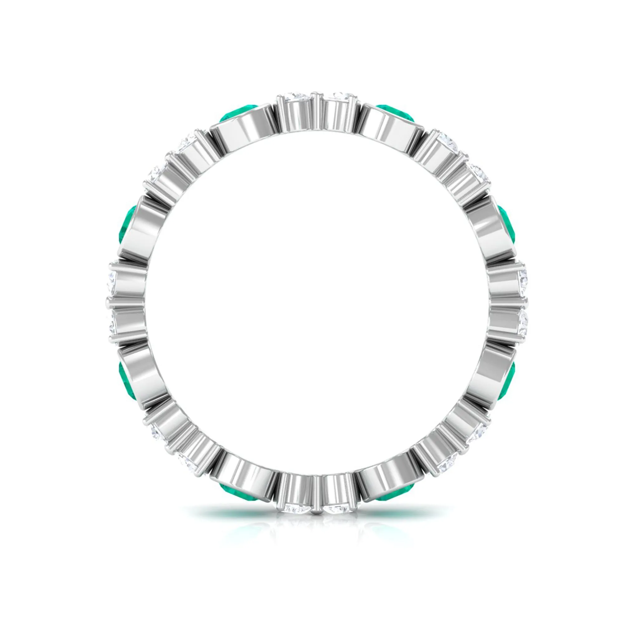 Emerald and Diamond Minimal Eternity Ring