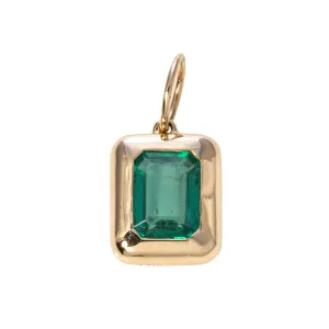 Emerald-Cut Emerald Bezel Set 14K Yellow Gold Pendant