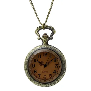 Fashion Gift Quartz Pocket Watch Flip Digital Tawny Glass Pocket Watch Watch Necklace Vintage Pocket Watch