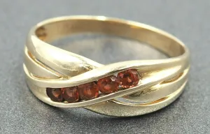 Garnet 9ct Yellow Gold Split Overlay Style Ring