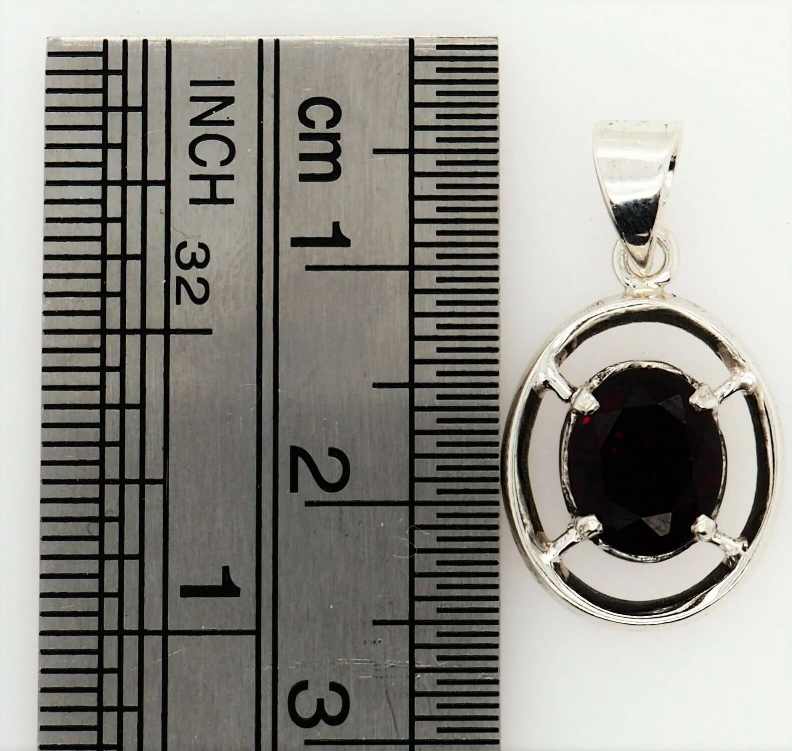 Garnet & 925 Sterling Silver Pendant Fine Gemstone Jewellery