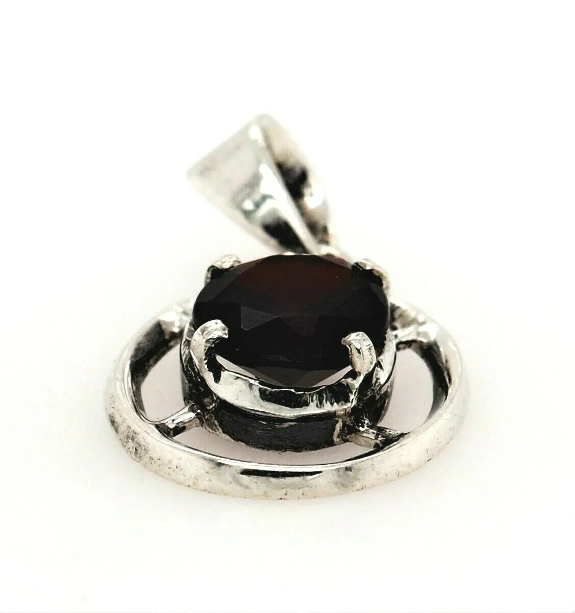 Garnet & 925 Sterling Silver Pendant Fine Gemstone Jewellery