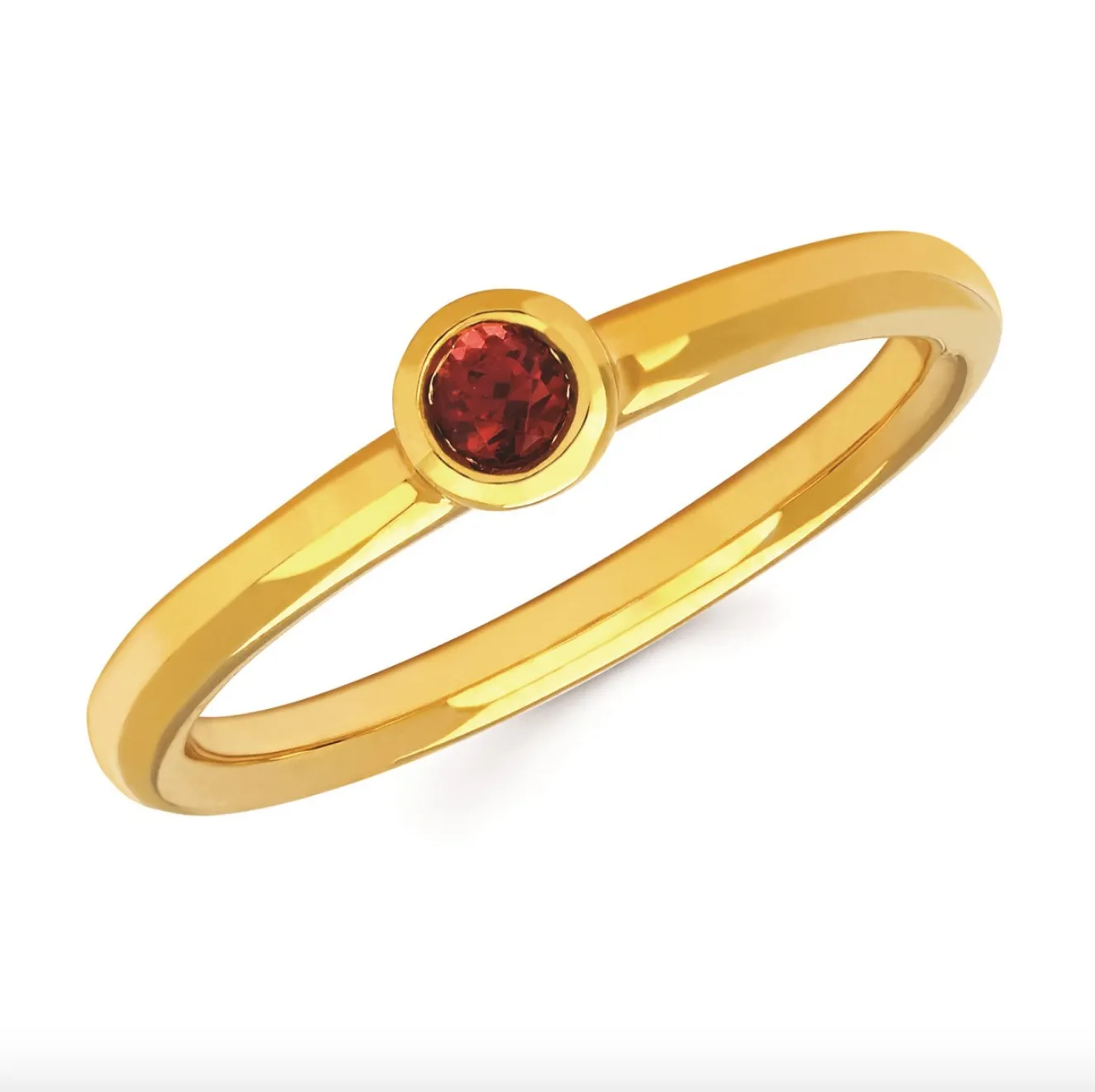 Garnet Bezel Set January Birthstone Ring