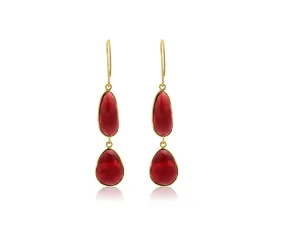 Garnet Yellow Gold Drop Earrings