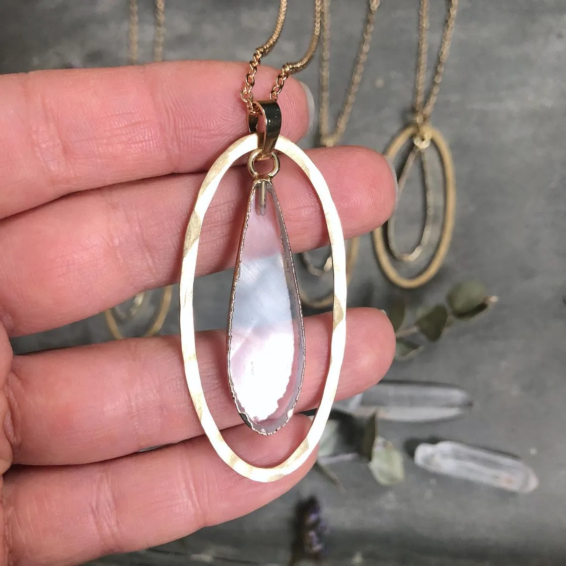 GeometricGem Otisco Necklace with Clear Quartz