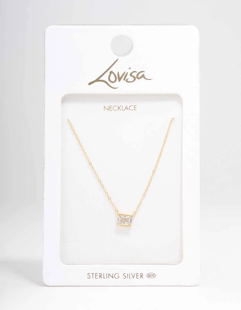 Gold Plated Sterling Silver Emerald Cut Pendant Necklace