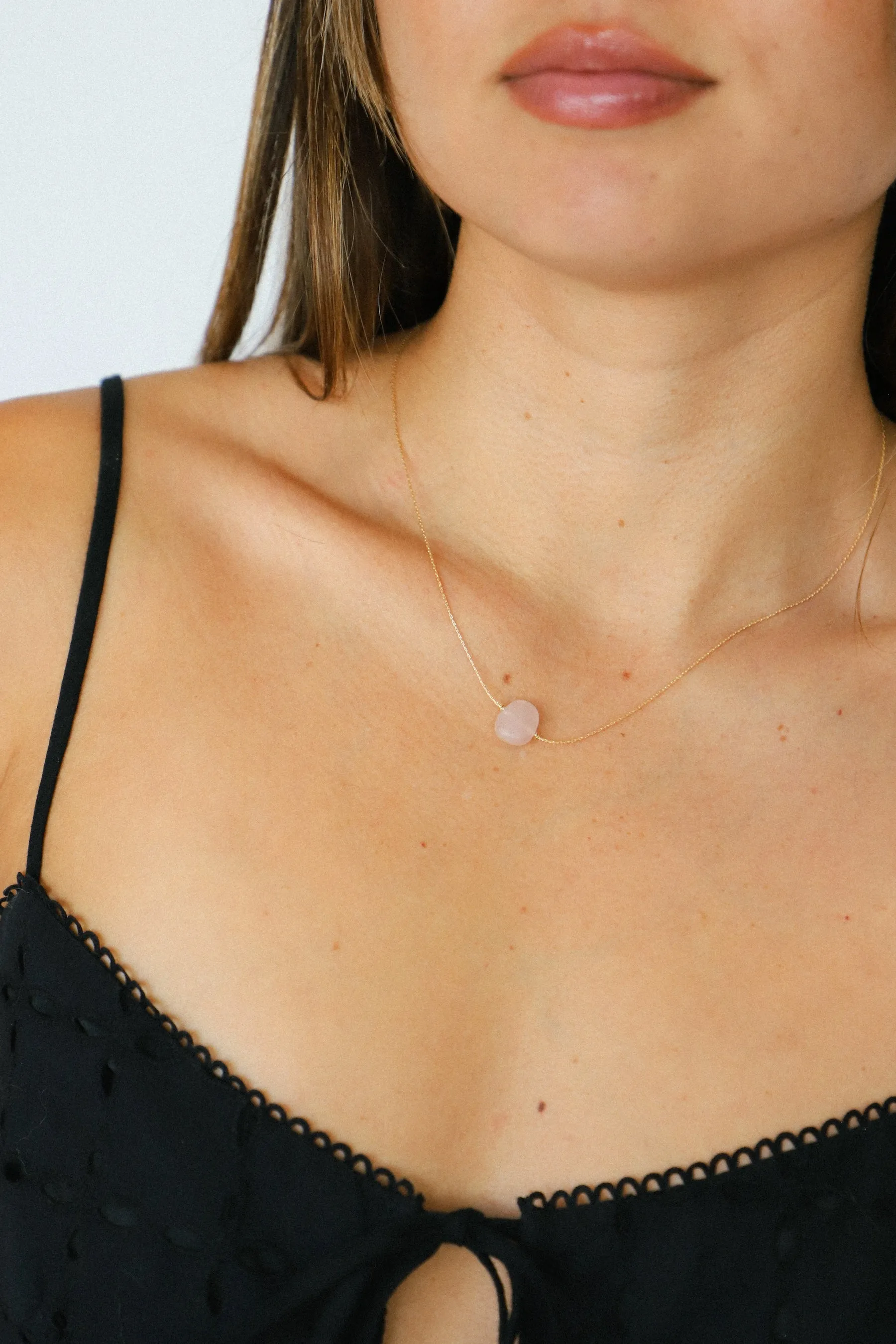 Gold Rose Quartz Itty Bitty Necklace